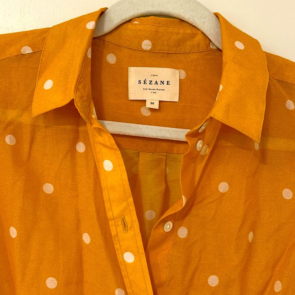 Sézane, Ochre/Echru polka dot shirt, size 36